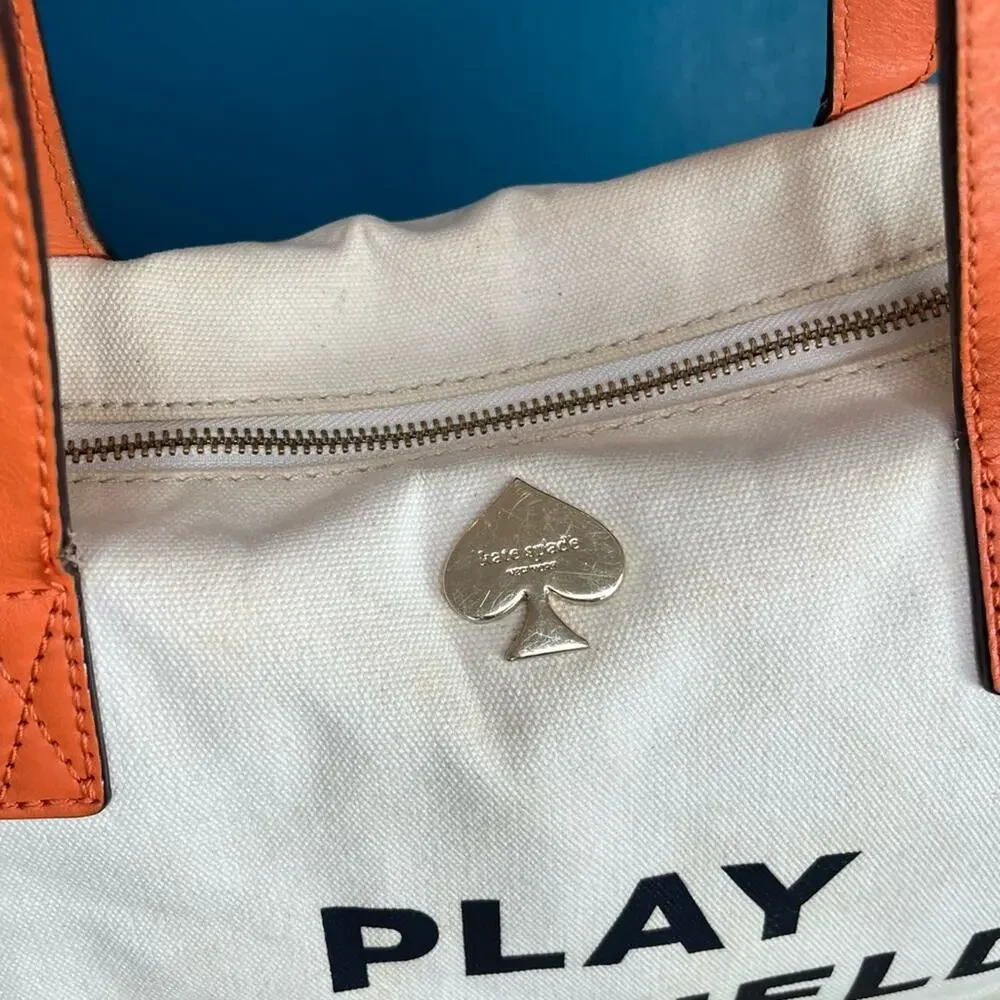 kate spade Play The Field Tote Large Shoulder Bag Green Orange